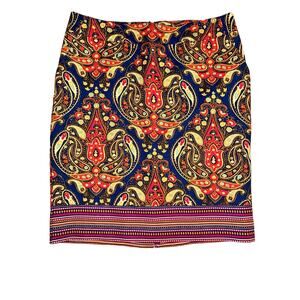 Merona Paisley Print Skirt Colorful Pattern Pencil Skirt Office Career‎